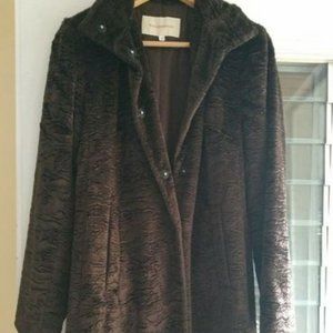 Enzo Angiolini Women Brown Long Winter Jacket Button Front Size Small